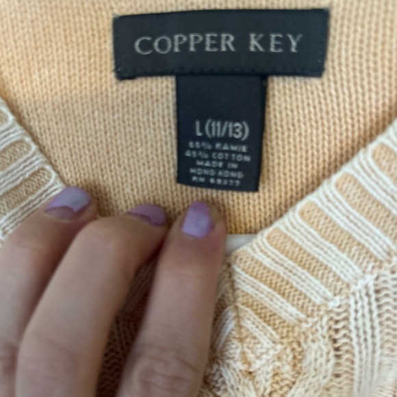 COPPER KEY Beige Cable Knit Sweater Large 11/13 - Picture 5 of 7